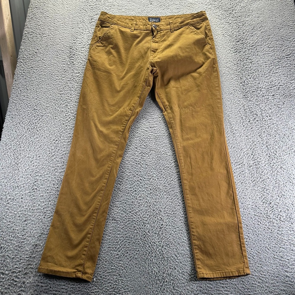 Ze Enzo 989 Pant Men's 38x34 Brown Cotton Chino Classic Office Preppy Business